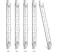 Bonlux 100W bombilla halógena r7s 118mm regulable foco lineal blanco cálido 2800K r7s 1500lm AC220-240V para iluminación del hogar, trabajo, seguridad, lámpara de pie, etc (5 piezas)