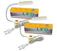 Bonlux 2-Unidades 30 LEDs 2W 180LM Lámpara Luz Fría para Máquina de Coser, con Cuello de Cisne Flexible, Base Magnética de Montaje, Luz para Trabajo Taller, Trabajos Artesanales o Manuales