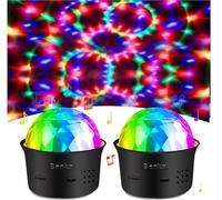 Bonlux Bola de discoteca 5V Luz para fiestas Mini efectos de luz de discoteca RGB Mini bola de discoteca Luz para fiestas Luz ambiental USB controlada por voz habitaciones infantiles Fiesta 2 unidades
