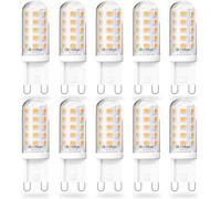 Bonlux Bombilla LED G9 4W, Blanco Calido 2700K, Equivalente a la Bombilla Halógena de 40W, Bombilla GU9 Casquillo Pequeño, AC220-240V, Sin Estroboscópico, No Regulable, Ángulo de Luz de 360, 10 Unidad