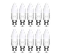 Bonlux Bombillas LED B22 de bayoneta equivalente a 60 W, bombilla de bayoneta de 7 W, bombilla LED B22 de vela blanca cálida 3000 K para candelabro, bombillas C37 de bajo consumo de 600 lm, no