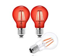 Bonlux Bombillas LED rojas de 6W, Bombilla led e27 luz roja, Filamento de cristal con efecto de brillo rojo, bombilla LED decorativa, repuesto bombilla roja 60W, apto para iluminación ambiental