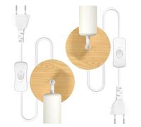 Bonlux E27 Lámpara de pared vintage blanca, portalámparas industrial E27 con enchufe de la UE con interruptor para iluminación interior y exterior (sin bombilla) (2 x Tipo A, Blanco)