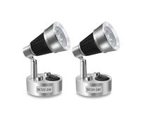 Bonlux - Juego de 2 luces LED de pared de lectura de 3 W, 12 - 24 V, luz blanca cálida, 3000 K, baja tensión, iluminación LED con interruptor para autocaravana, yate estudio dormitorio