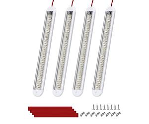 Bonlux luces led coche interior 12V, ultrafina de 120 LED, luz de techo para caravana, caravana, autocaravana, cocina interior con interruptor, 6500 K, ultra brillante, paquete de 4 unidades
