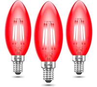 Bonlux SES LED rojo Filamento bulbo de la vela 4W Pequeño Edison Tornillo E14 LED decorativo Red Fireglow reemplazo de la antigüedad de la vela de las bombillas de 40W (Pack de 3)