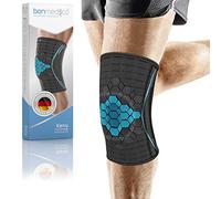bonmedico Rodillera Deportiva de Compresión Rodilleras para Menisco y Ligamentos Soporte de Rodilla Unisex con Almohadilla de Gel de Silicona para Correr Gimnasio Entrenamiento Deportes Negro y azul L