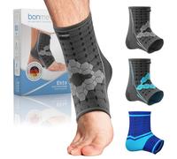 bonmedico Tobillera Ajustable para Tobillo - Soporte Tobillo Deportivo de Neopreno Transpirable para Hombres y Mujeres - Cierre Velcro Ajustable, Uso Diario y Entrenamiento Negro-gris M