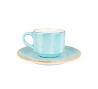 Bonna Aura Aqua - Tazas de espresso y platillo - 80 cc - Porcelana - Juego de 6