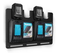 bonna Soporte de pared para soportes de batería Makita y cargadores | Soporte estable para 4 baterías de 18 V 14,4 V y soporte para cargador y atornillador de batería | orden en taller y garaje