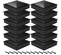 bonna Tapones para postes, 7 x 7 cm, 12 unidades, plástico, para postes de valla con tornillos, color negro
