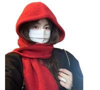 Bonnet Chaud En Laine Pour Femme Avec Écharpe Et Capuche Intégrées - Protection Contre Le Froid Extérieur | Bonnet Anti-Vent Automne Hiver Pour Sports Escalade Camping Randonnée | Tricoté 28cm