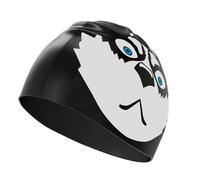 Bonnet De Bain En Silicone - Bonnet De Natation Imprimé Husky Drôle | Imperméable Confortable Unisexe Adulte | Pour Cheveux Courts Longs, Piscine Noir Design Amusant Durable