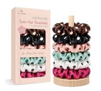 BONNET QUEEN Gomas Pelo Mujer de Satén, Coleteros Pelo Mujer Sin Marcas con Soporte, Scrunchies de Seda para Dormir y Uso Diario, Accesorios para el Pelo, Set de 6, Lunares