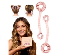BONNET QUEEN Rizador Pelo sin Calor Heatless Curls Band Overnight para Mujeres Rizos Ondas sin Calor Hair Curler con Scrunchies für alle Arten Haartypen, 2Pz, Mediano, Rosa