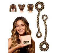 BONNET QUEEN Rizador Pelo sin Calor Heatless Curls Band Overnight para Mujeres Rizos Ondas sin Calor Hair Curler con Scrunchies für alle Arten Haartypen, 2Pz, Mediano, Leopardo