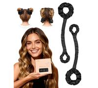 BONNET QUEEN Rizador Pelo sin Calor Heatless Curls Band Overnight para Mujeres Rizos Ondas sin Calor Hair Curler con Scrunchies für alle Arten Haartypen, 2Pz, Mediano, Negro