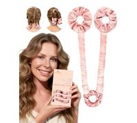 BONNET QUEEN Rizador sin calor con rulos de satén para mujeres, para rizos sin calor durante la noche y ondas naturales, rosa crema