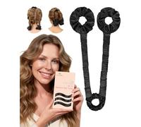 BONNET QUEEN Rizador Sin Calor Con Rulos de Satén Para Mujeres, Para Rizos Sin Calor Durante la Noche y Ondas Naturales, negro