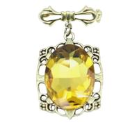 Bonnie Bennett - Broche elegante de oro envejecido con amuleto de bruja, color amarillo y ámbar