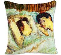 BONNIU Funda Decorativa Cojín con Cremallera 40X40 cm Funda Almohada Terciopelo Retratos Impresionistas Art - Toulouse-Lautrec - En Cama HD033