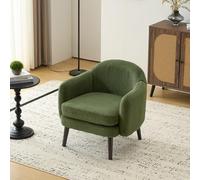Bonnlo Butaca Tapizada de Pana Moderna, Sillón Individual de Lectura con Reposabrazos, Patas de Madera, Sillón Auxiliar para Salón y Dormitorio, Estilo Nórdico (Verde Oscuro)
