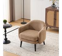 Bonnlo Butaca Tapizada de Pana Moderna, Sillón Individual de Lectura con Reposabrazos, Patas de Madera, Sillón Auxiliar para Salón y Dormitorio, Estilo Nórdico (Caqui)