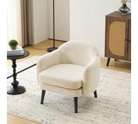 Bonnlo Butaca Tapizada de Pana Moderna, Sillón Individual de Lectura con Reposabrazos, Patas de Madera, Sillón Auxiliar para Salón y Dormitorio, Estilo Nórdico, Beige