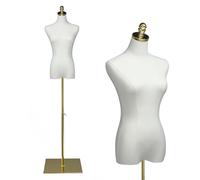 Bonnlo Forma de Vestido Femenino para presentación de Ropa, Cuerpo de maniquí de Mujer Ajustable en Altura con Soporte de Metal Estable con Acabado Dorado, Modelo de Costura para exhibición de Joyas