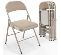 Bonnlo Juego de 6 Sillas Plegables Acolchadas, Silla Plegable con Respaldo, Estructura de Acero, Ideal para Comedor, Sala de Estar, Cocina, Evento y Conferencia, 40x45x78 cm, Caqui