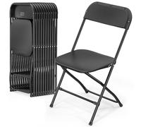 Bonnlo Set de 12 Sillas Plegables - Sillas de Comedor, Jardín, Camping, Plegables, para Balcón, Sala de Estar, Restaurante y Conferencias, Ergonómicas, 47x47x75 cm, hasta 150 kg, Negro