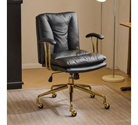 Bonnlo Silla de Escritorio, Silla ergonómica con reposabrazos, Silla ejecutiva, Silla giratoria, Regulable en Altura y Función de Inclinación, Oficina en Casa (Cuero PU, Negro)