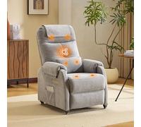Bonnlo Sillón de relax, sillón de televisión, sillón de masaje eléctrico con función reclinable, sillón de TV, masaje de 2 puntos y función de calor, puertos USB-C y USB-A, 1 bolsillo lateral (tela de