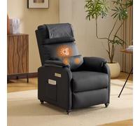 Bonnlo Sillón Relax Reclinable Eléctrico con Ruedas, Sillón Relax con Puntos Masaje y Calor, con Cojín y Reposacabezas, para Salón y Oficina, Soporte hasta 150 kg (Negro, Antigarra-2 Puntos)