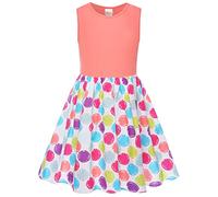 BONNY BILLY Vestido Niña Verano Casual Fiesta Playa Evasé Corto Estampado Lunares Sin Mangas 10-11 Años Rojo Sandía