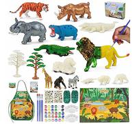 BONNYCO Animales de Juguete con 16 Figuras para Pintar Kit Manualidades Niños con Brillo en la Oscuridad, Regalos y Juguetes Niños 3 4 5 6 7 8 9 10 Años | Set Manualidades Cumpleaños Navidad