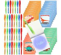 BONNYCO Boligrafo Tinta Invisible y Libreta Dinosaurios Pack x32 Regalos Cumpleaños Niños Colegio, Detalles Cumpleaños Niños, Relleno Piñata Infantil, Regalos Alumnos Primaria Fiesta Infantil