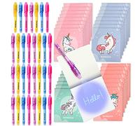BONNYCO Boligrafo Tinta Invisible y Libreta Unicornio, Pack de 32 Regalos Cumpleaños Niños Colegio. Detalles Cumpleaños Niños, Relleno Piñata Infantil. Regalos Alumnos Primaria Fiesta Infantil