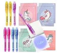 BONNYCO Boligrafo Tinta Invisible y Libreta Unicornio, Pack de 8 Regalos Cumpleaños Niños Colegio. Detalles Cumpleaños Niños, Relleno Piñata Infantil. Regalos Alumnos Primaria Fiesta Infantil