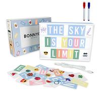 Caja de Luz A4 Azul con 400 Letras, Divertidos Emojis y 2 Rotuladores | Con Letras Ñ y Ç | Cartel Luminoso LED para Decoracion Habitacion Niño y Hogar | Regalo Original Niños Cumpleaños y Navidad