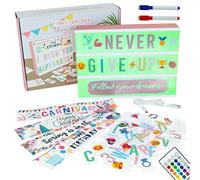 Caja de Luz A4 Oro Rosa 16 Colores con 400 Letras y Emojis, 10 Tarjetas Premium, Mando 2 Rotuladores - BONNYCO | Ñ y Ç | Cartel Luminoso LED Regalos Originales para Mujer Regalos para Niñas Navidad