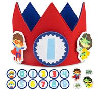 BONNYCO Corona Cumpleaños Superheroes con Números Intercambiables del 0 al 9 y Figuras Tematizadas. Corona Cumpleaños 1 Año en Adelante, Decoracion Cumple Niño Superheroes. Fiesta Carnaval
