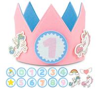 BONNYCO Corona Cumpleaños Unicornio con Números Intercambiables del 0 al 9 y Figuras Tematizadas. Corona Cumpleaños 1 Año en Adelante, Decoracion Unicornios para Niñas. Fiesta Infantil, Carnaval