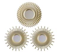 BONNYCO Espejos Pared Decorativos Champagne Pack 3 Espejos Decorativos Redondos Ideales para Decoracion Casa Habitación | Adornos Salon Hogar - Regalos Originales para Mujer | Decoracion Pared
