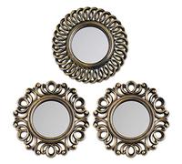 BONNYCO Espejos Pared Decorativos Dorados Pack 3 Espejos Decorativos Redondos Ideales para Decoracion Casa Habitacion | Adornos Salon Hogar Regalos Originales para Mujer | Decoracion Pared Vintage