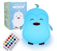 BONNYCO Luz Nocturna Infantil Pingüino con Control Remoto y Táctil 16 Colores Luz Bebe Nocturna con Temporizador | Lampara Quitamiedos Infantil Silicona 100% Segura, Regalos para Niños Niñas