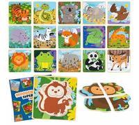 BONNYCO Pack 16 Puzzle Madera de 4 Piezas para Regalos Cumpleaños Niños Colegio 1 a 5 Años. Ideas Detalles Invitados, Juguetes Infantiles y Juegos Rompecabezas para Bebés Guardería