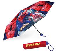 BONNYCO Paraguas Plegable Infantil de Spiderman con Funda de Viaje | Paraguas Antiviento para Niños con Estructura Reforzada, Guarda Chuva Criança de Bolsillo y Mochila. Regalos Originales Niños