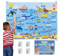 BONNYCO Pizarra de Fieltro para Niños con 107 Figuras de Animales Marinos