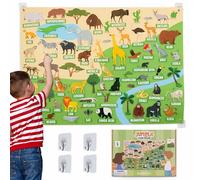 BONNYCO Pizarra de Fieltro para Niños con 116 Figuras de Animales de Jungla